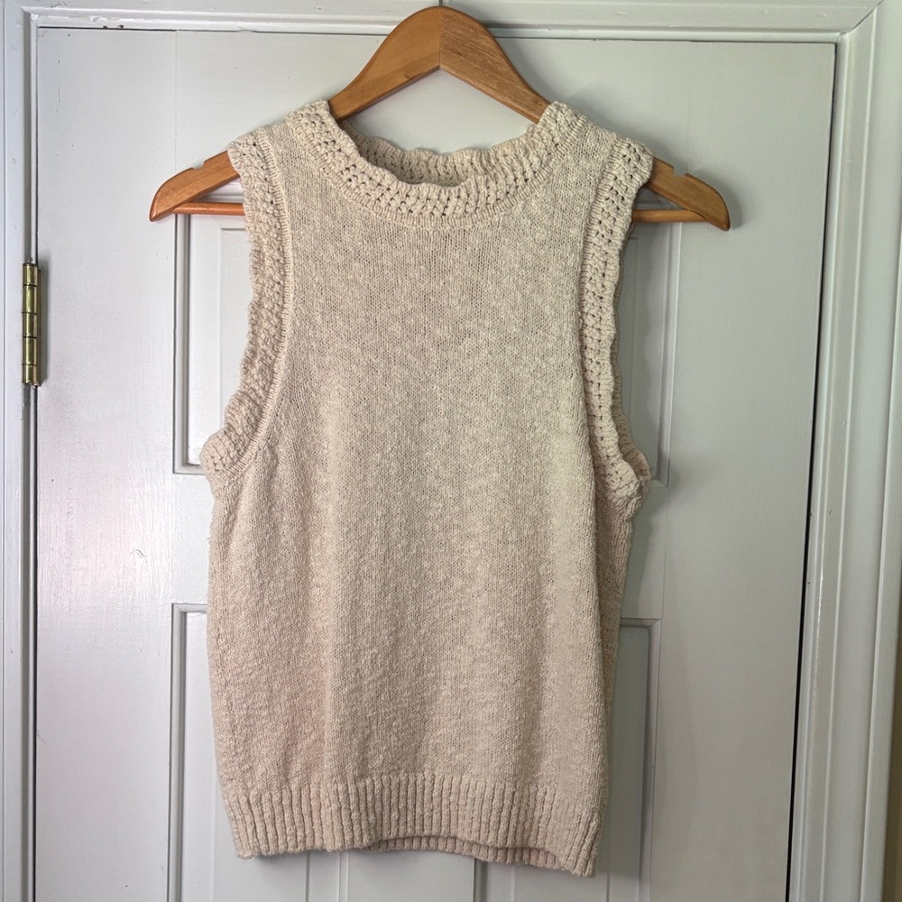J. Crew Cream Knit Sleeveless Sweater Vest
